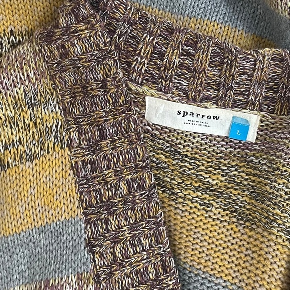 Anthropologie SPARROW Santa Monica Cardigan Sweater Marled Stripe Pockets Large - Picture 10 of 13